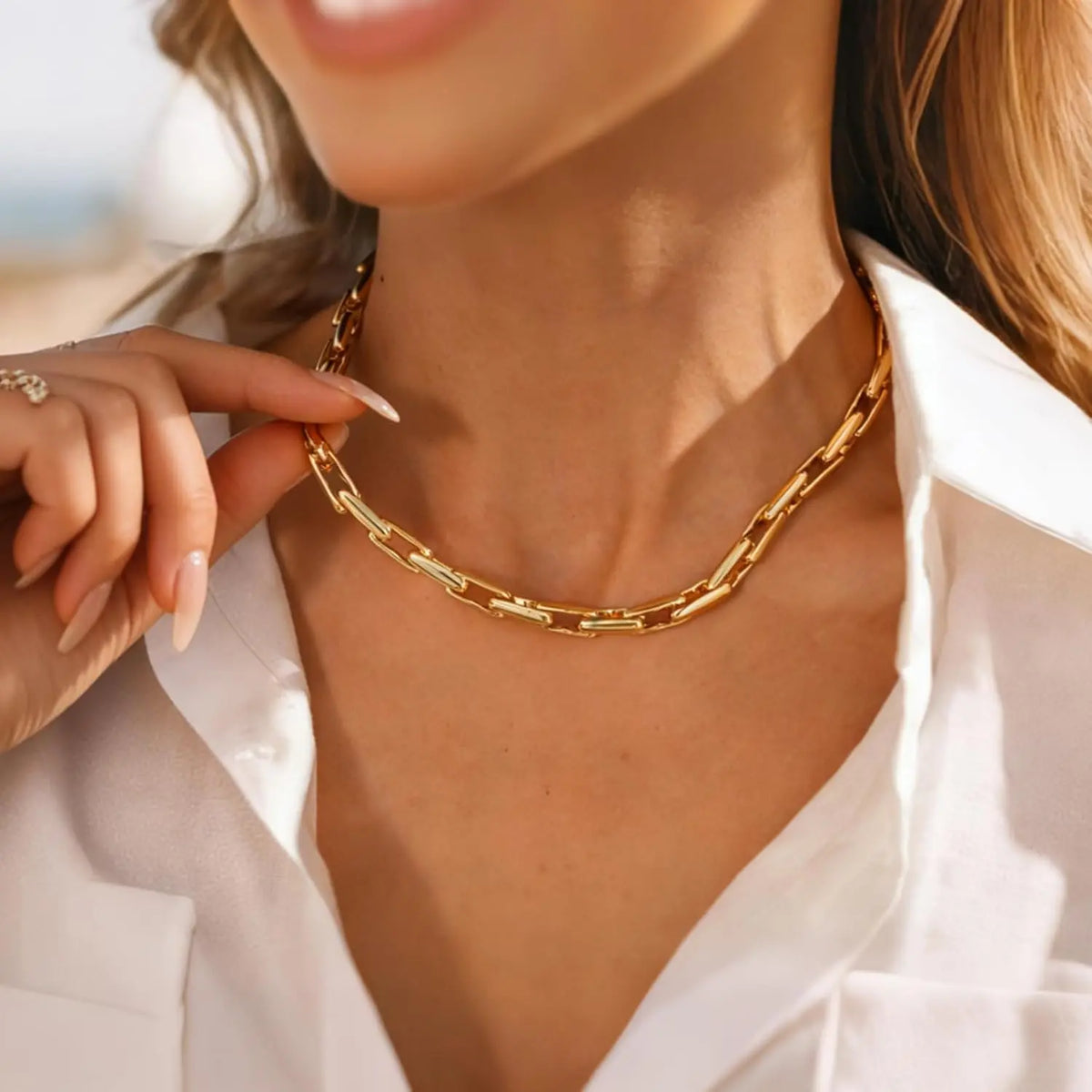 Necklaces for Women 14K Gold Plated Trendy Chunky Chain Choker Jewelry