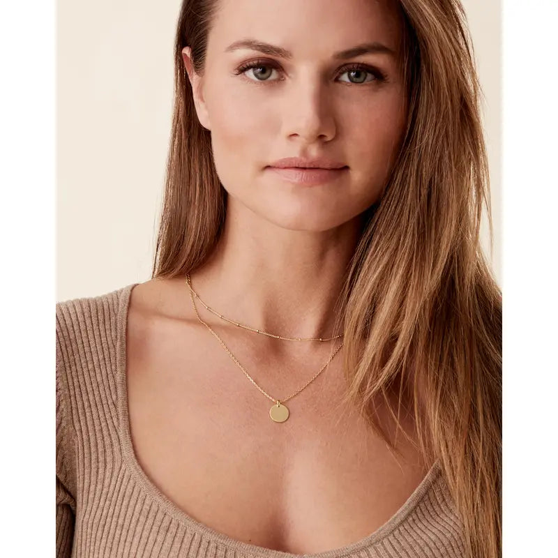 PAVOI 14K Gold Plated Women'S Minimalist Layered Coin Pendant Necklace