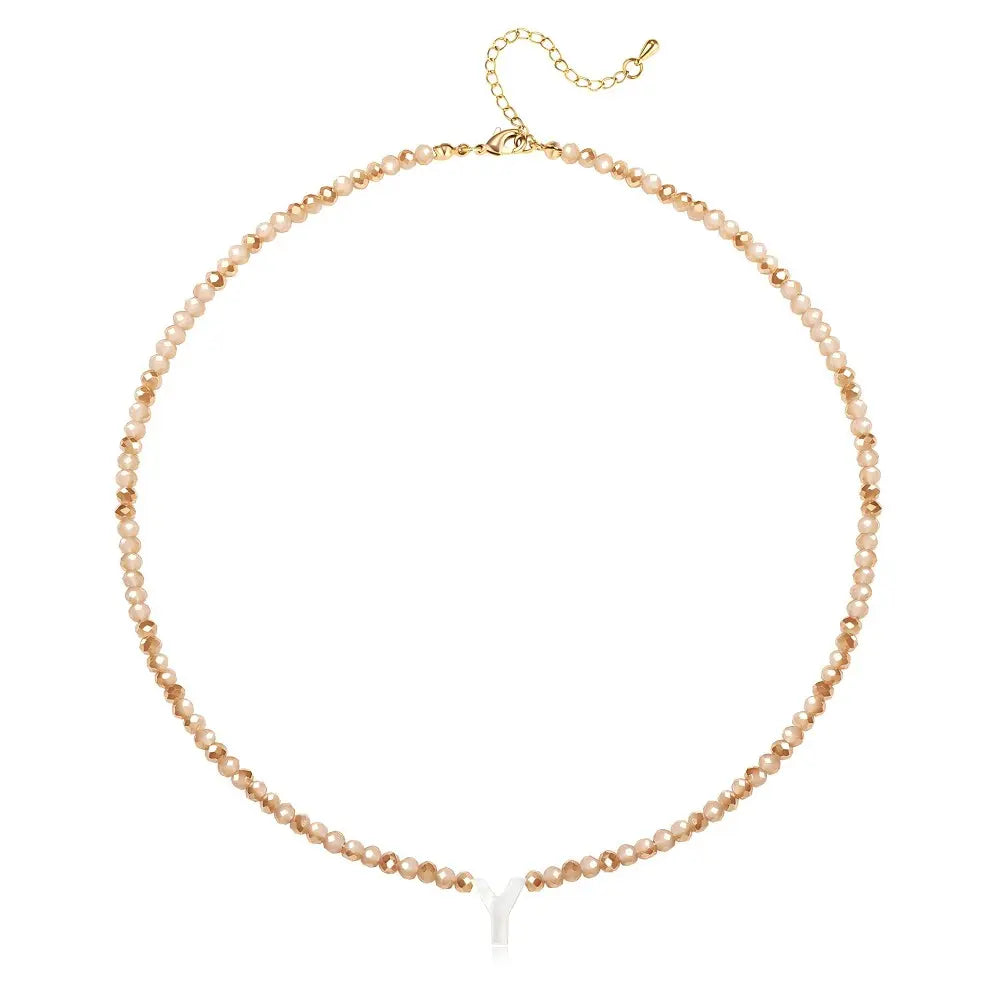 Pendant Necklaces for Women Initial Choker Necklace Beaded Shell Letter Bracelet Trendy Tiny A-Z Simple Jewelry
