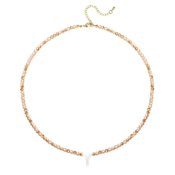 Pendant Necklaces for Women Initial Choker Necklace Beaded Shell Letter Bracelet Trendy Tiny A-Z Simple Jewelry