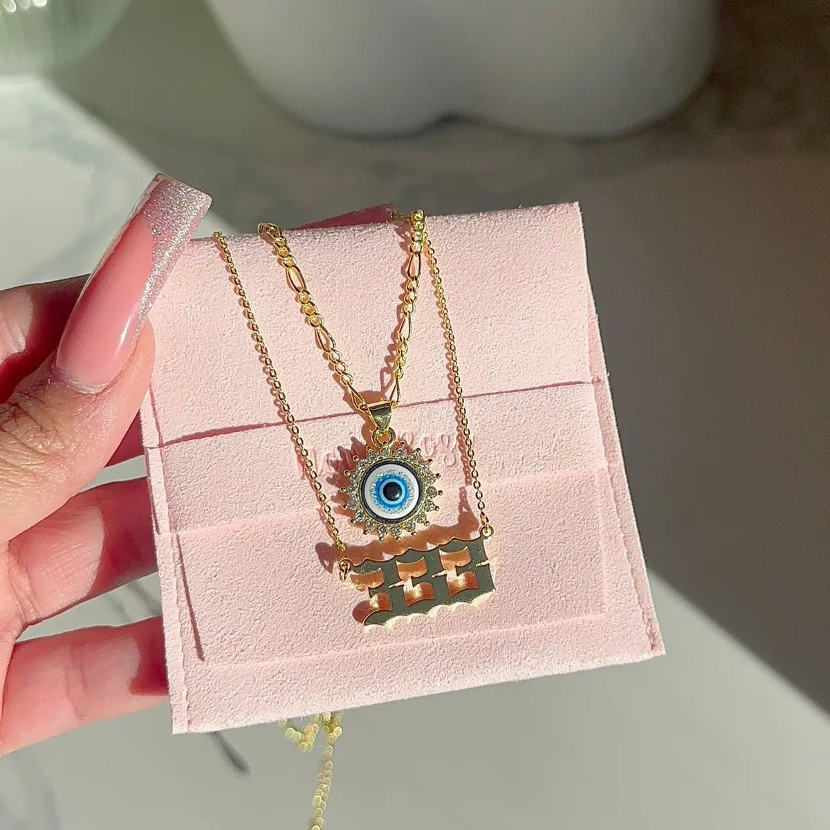 Angel Number and Evil Eye Necklace Set