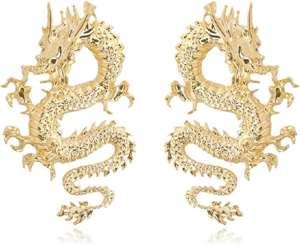 Punk Dragon Earrings, Ancient Chinese Dragon Dangle Earrings for Women, Bohemian Dragon Animal Vacation Earrings for Ladies, Vintage Dragon Statement Earrings Summer Boho Jewelry