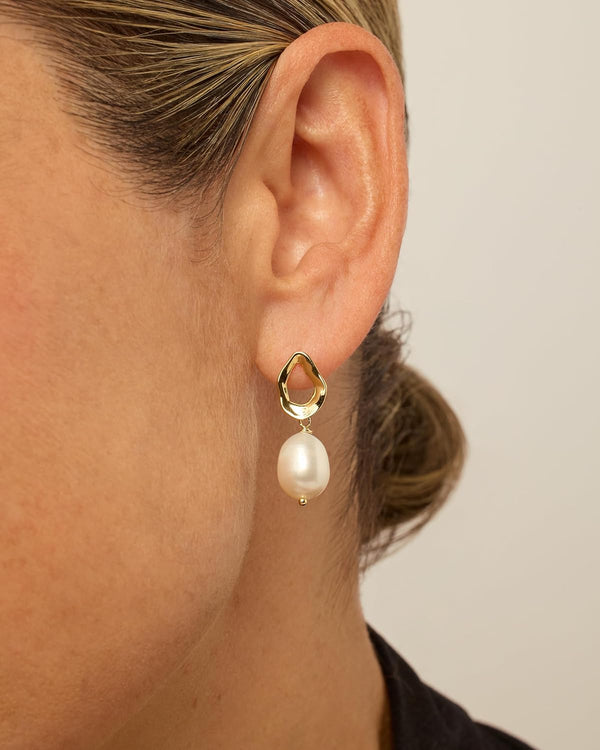 14K Gold Plated Pearl Earrings for Women, Statement Bridal Earrings