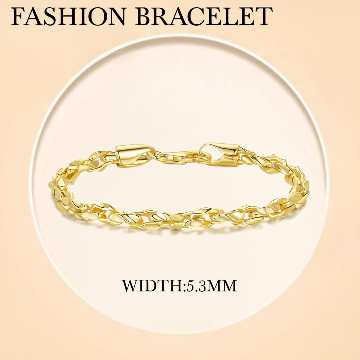 Gold Bracelets for Women 14K Gold Bracelet Dainty Bracelets for Womens Braided Chain Bracelet for Women Men 6.5/7/7.5/8/9In