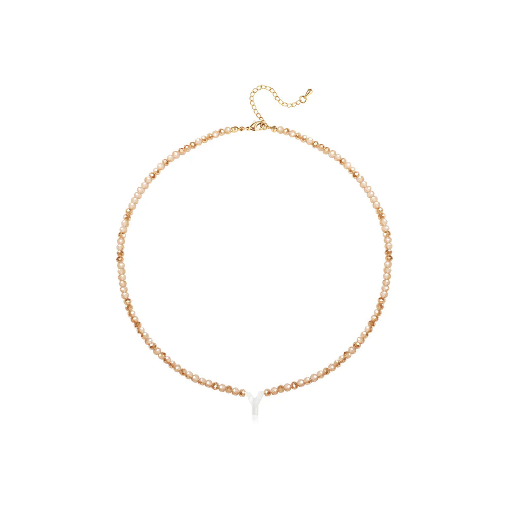Pendant Necklaces for Women Initial Choker Necklace Beaded Shell Letter Bracelet Trendy Tiny A-Z Simple Jewelry