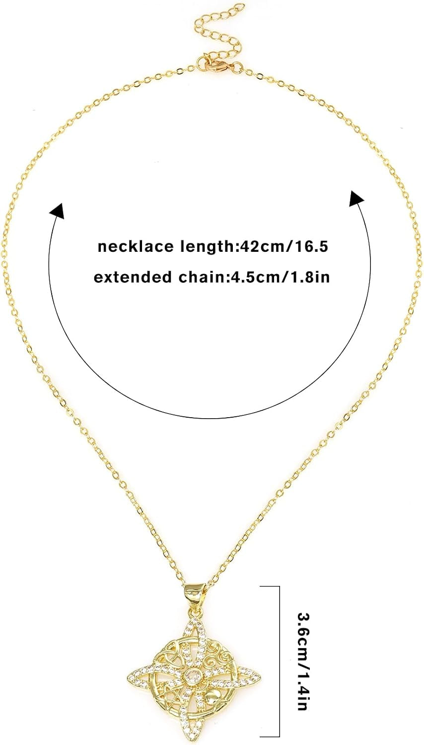 Pendant Necklace for Women Celtic Knot Necklaces 18K Gold Plate Witches Knot Necklace