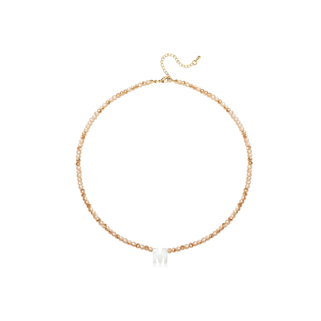 Pendant Necklaces for Women Initial Choker Necklace Beaded Shell Letter Bracelet Trendy Tiny A-Z Simple Jewelry