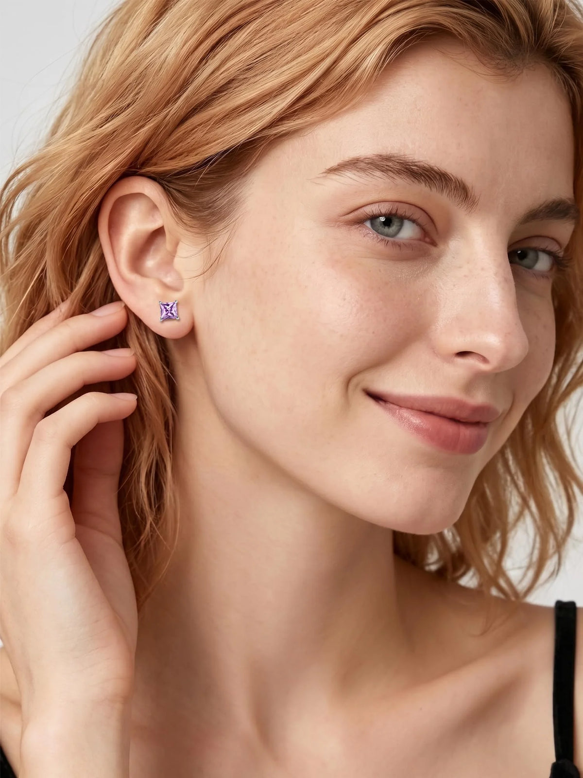925 Sterling Silver Earrings for Women Sensitive Ears 6Mm Cubic Zirconia Princess Cut Birthstone Studs Hypoallergenic Birthday Graduation Valentines Day Christmas Jewelry Gifts for Her