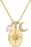 14K Gold Plated Engraved Coin Pendant Necklaces for Women