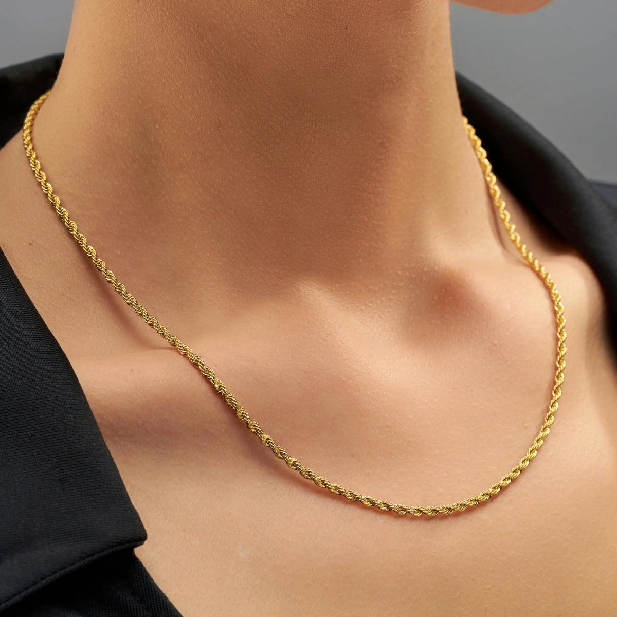LIFETIME JEWELRY 2Mm Gold Rope Chain for Men & Women 24K Real Gold Plated Diamond Cut Gold Necklace for Women & Necklace for Men 14 to 36 Inch | Gold | White Gold (14 Inches, Gold)