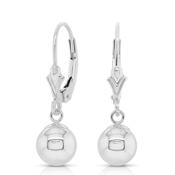 14K Gold Ball Drop Dangle Earrings with Lever-Backs, 14K Yellow Gold and 14K White Gold, Designed in New York City, by TILO Jewelry