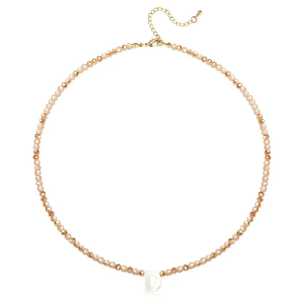 Pendant Necklaces for Women Initial Choker Necklace Beaded Shell Letter Bracelet Trendy Tiny A-Z Simple Jewelry