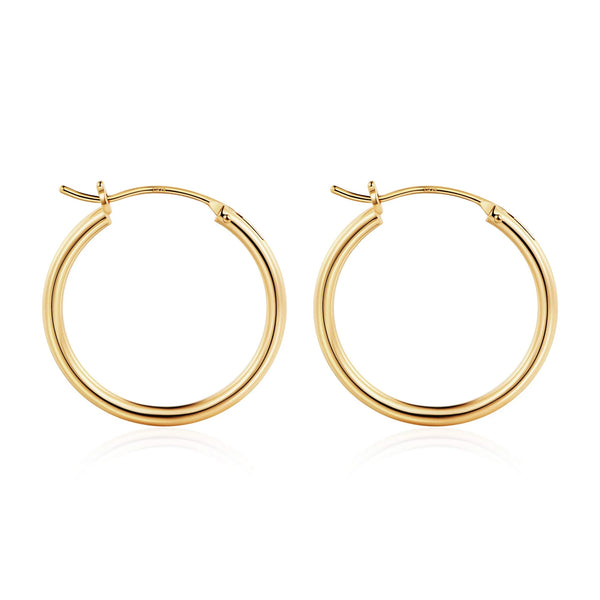 Thick Gold Plated Chunky Small Hollow Tube Hoops Earrings for Women Hypoallergenic Lightweight Jewelry Birthday Gift for Women 13/15/20/25/30/40Mm