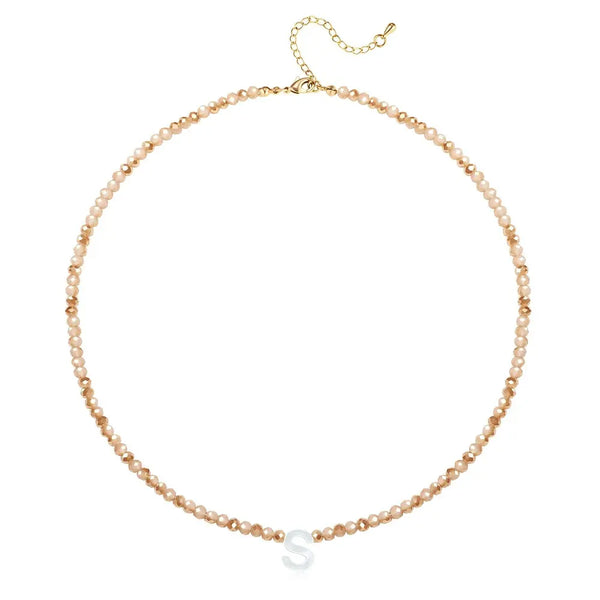 Pendant Necklaces for Women Initial Choker Necklace Beaded Shell Letter Bracelet Trendy Tiny A-Z Simple Jewelry