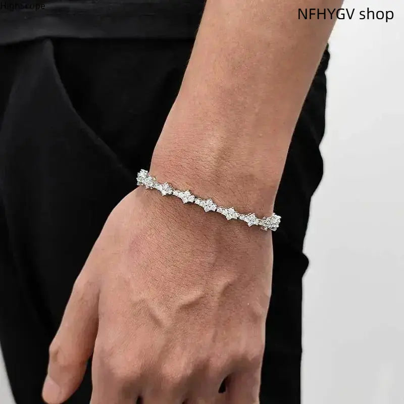 Wrist Jewelry, 6.5Mm Gold Plated CZ Tennis Bracelet, Classic Unisex Ornament, Fine Polished Accessory, Timeless Elegant Wear for Leisure Time, Events and Everyday Styling for Men and Women