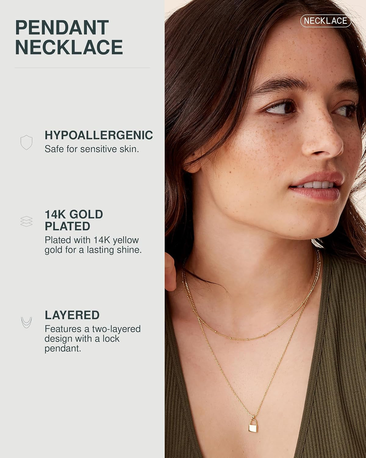 14K Gold Plated Layering Necklaces for Women, Cute Motif Pendants