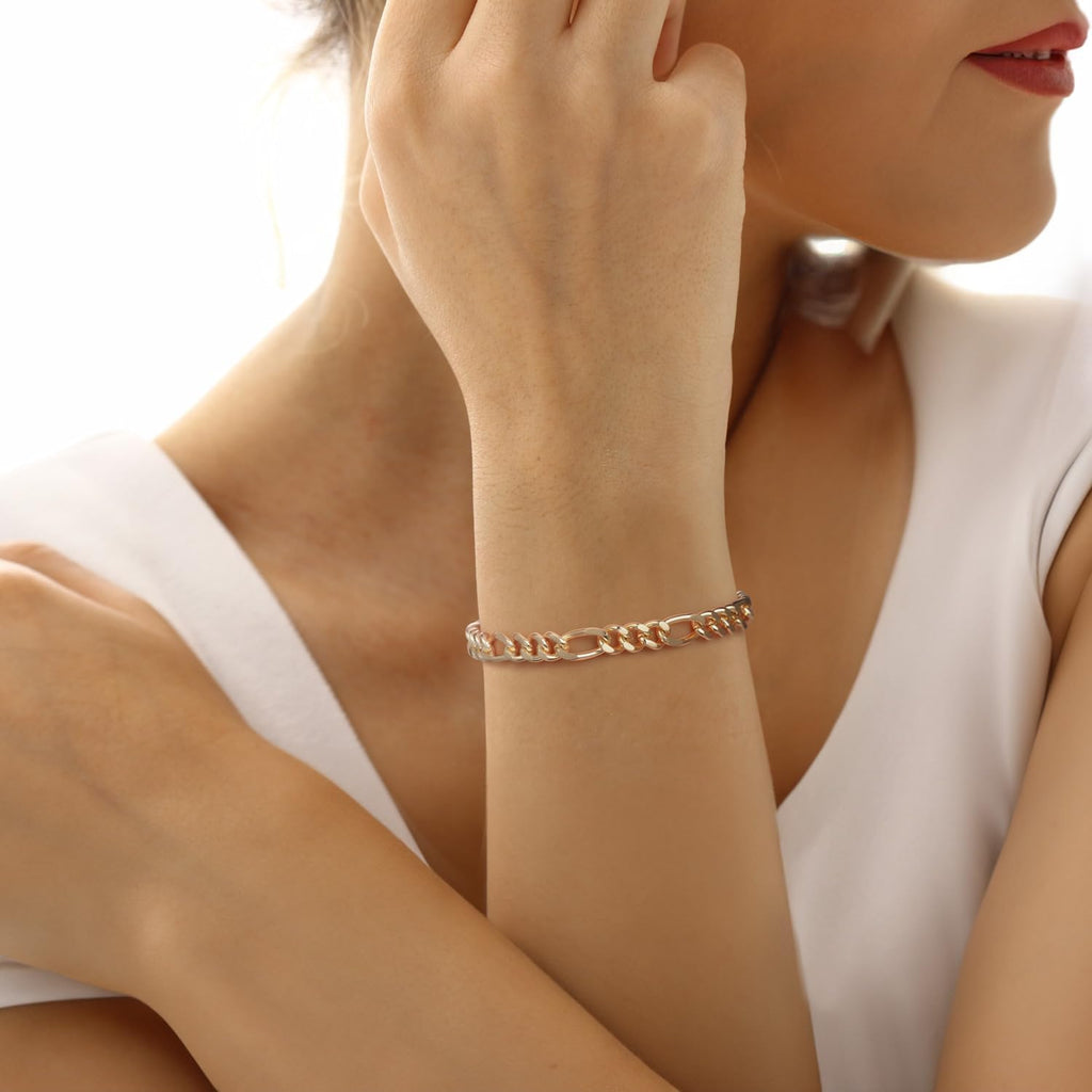 14K Gold Bracelets for Women 6.2Mm Figaro Gold Bracelets for Men
