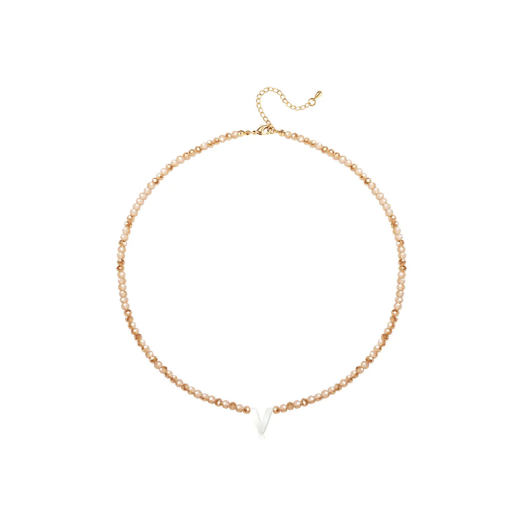 Pendant Necklaces for Women Initial Choker Necklace Beaded Shell Letter Bracelet Trendy Tiny A-Z Simple Jewelry