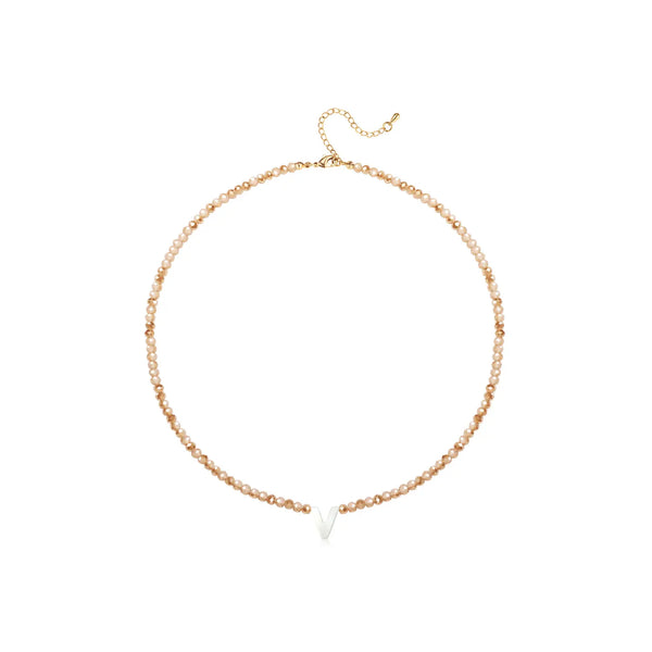 Pendant Necklaces for Women Initial Choker Necklace Beaded Shell Letter Bracelet Trendy Tiny A-Z Simple Jewelry