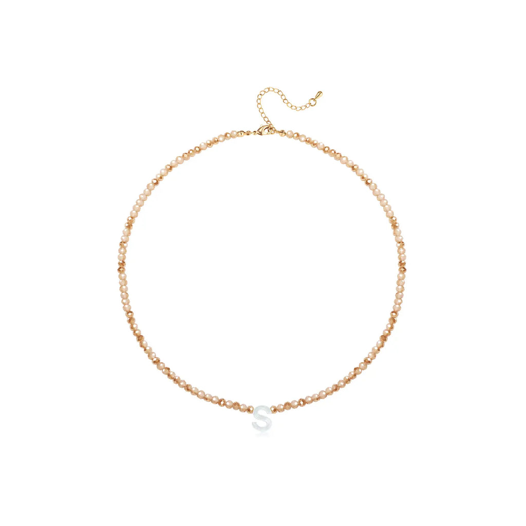 Pendant Necklaces for Women Initial Choker Necklace Beaded Shell Letter Bracelet Trendy Tiny A-Z Simple Jewelry