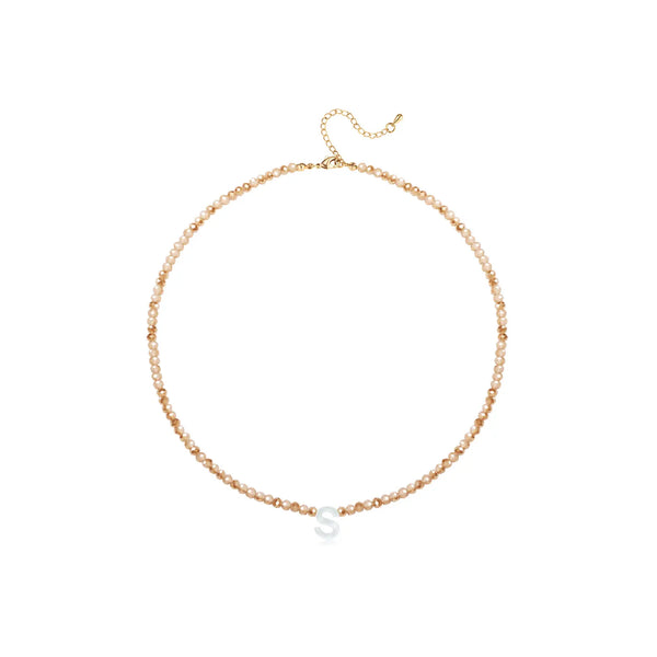 Pendant Necklaces for Women Initial Choker Necklace Beaded Shell Letter Bracelet Trendy Tiny A-Z Simple Jewelry
