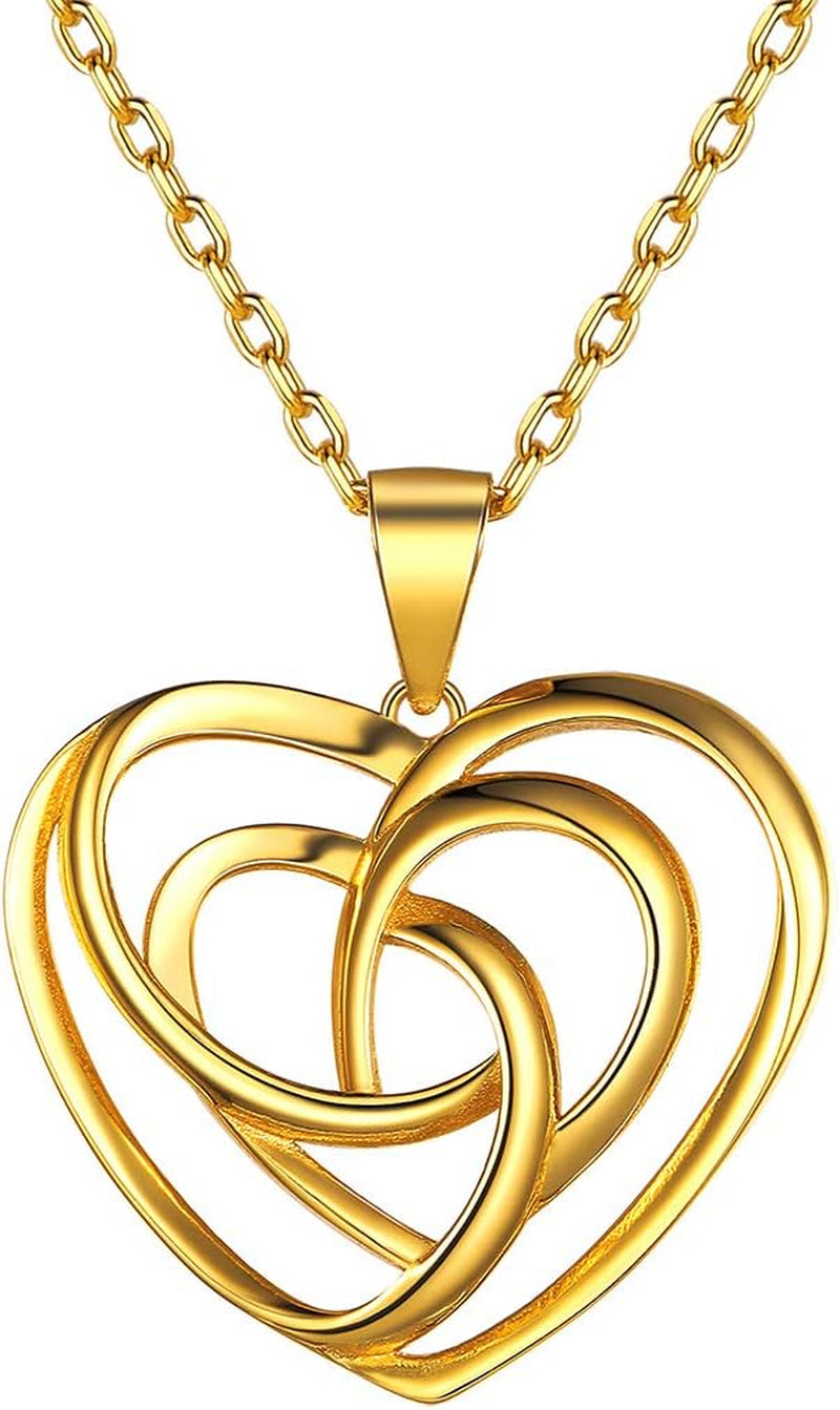 925 Sterling Silver Good Luck Irish Celtic Knot Necklaces Vintage Triangle/Cross/Round Pendant Necklaces Gift for Women