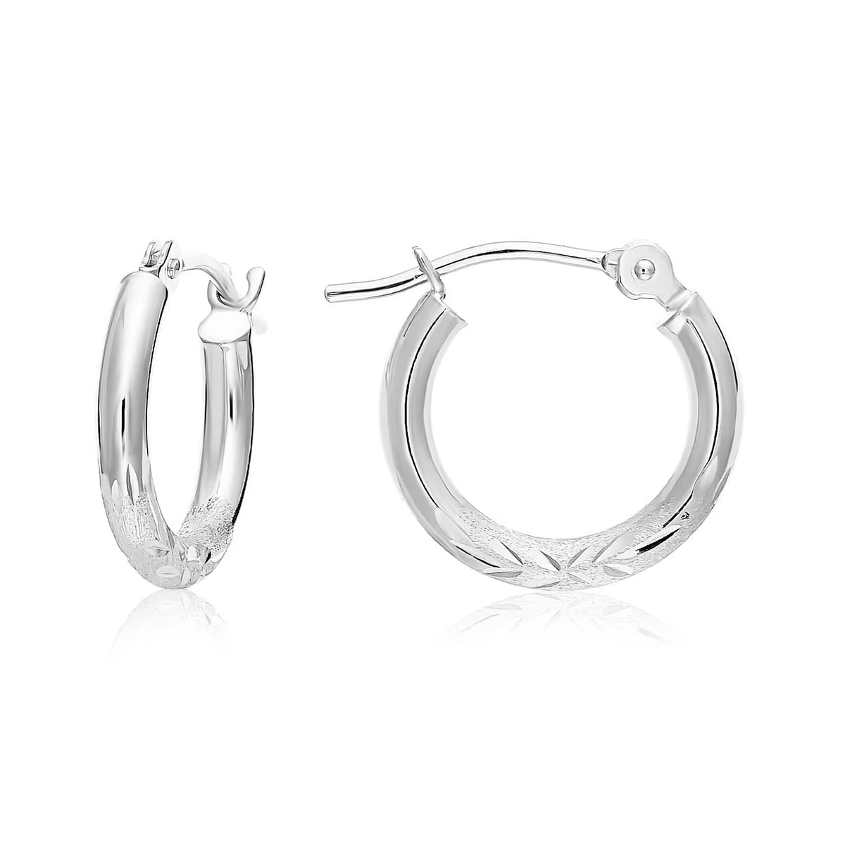 14K Solid Gold Hoops, Fancy Hand Engraved Hoop Earrings by TILO Jewelry, 2Mm Thin, Designed in New York City, by TILO Jewelry