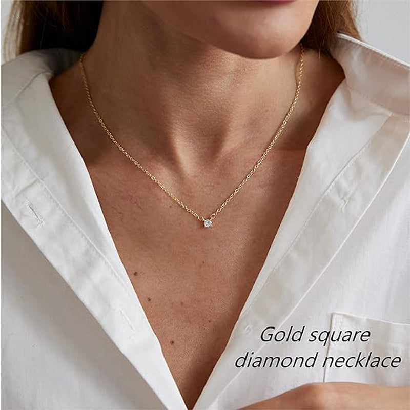 14K Gold Solitaire Pendant Necklaces