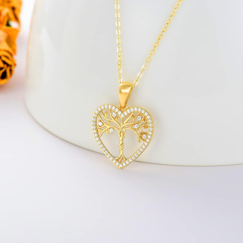 14K Gold Mother and Daughter/Son Necklaces Tree of Life Family Tree Pendant Necklaces 16''-18''