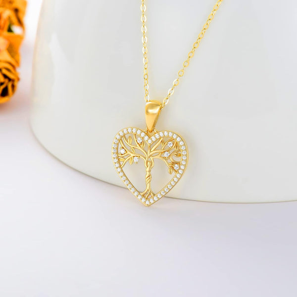 14K Gold Mother and Daughter/Son Necklaces Tree of Life Family Tree Pendant Necklaces 16''-18''