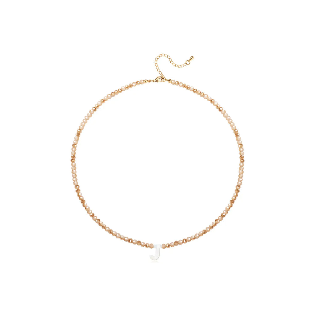 Pendant Necklaces for Women Initial Choker Necklace Beaded Shell Letter Bracelet Trendy Tiny A-Z Simple Jewelry
