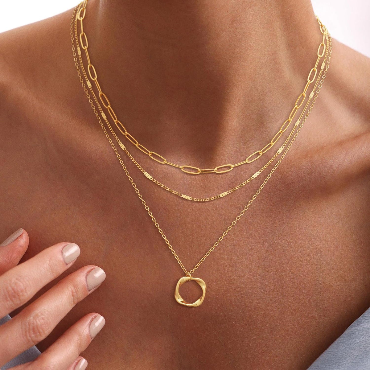 Gold Necklace for Women 14K Gold Chain Necklaces Dainty Layered Necklaces Simple Stackable Pendant Necklaces Herringbone Cuban Paperclip Chain Gold Choker Necklaces Gold Jewelry for Women