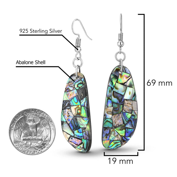 Chic Casual Abalone Shell 925 Sterling Silver Dangle Earrings,19X69Mm - KARMARKA