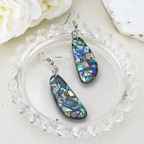 Chic Casual Abalone Shell 925 Sterling Silver Dangle Earrings,19X69Mm - KARMARKA