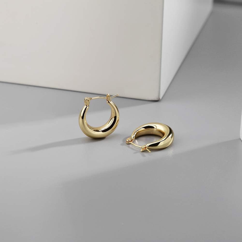 Chunky Gold Hoop Earrings for Women Cute Fashion Hypoallergenic Earrings Minimalist Jewelry Gift - KARMARKA