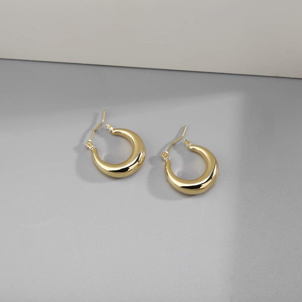 Chunky Gold Hoop Earrings for Women Cute Fashion Hypoallergenic Earrings Minimalist Jewelry Gift - KARMARKA