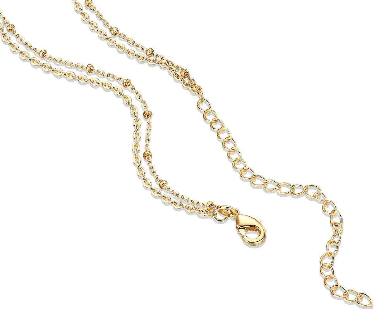 14K Gold Plated Layering Necklaces for Women, Cute Motif Pendants