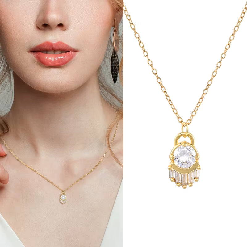 Fashion Pendant Necklaces 925 Sterling Silver Diamond Necklace Hand Shape Zircon Gold Plated Necklaces for Women