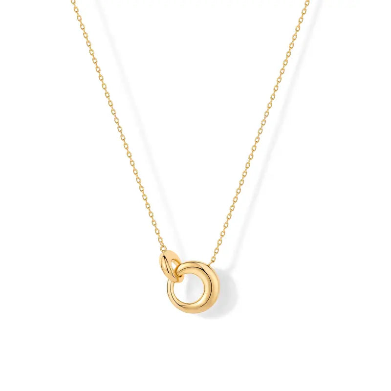 PAVOI 14K Gold Plated Dainty Interlock Pendant Necklace for Women | Circle Link Pendant Necklaces