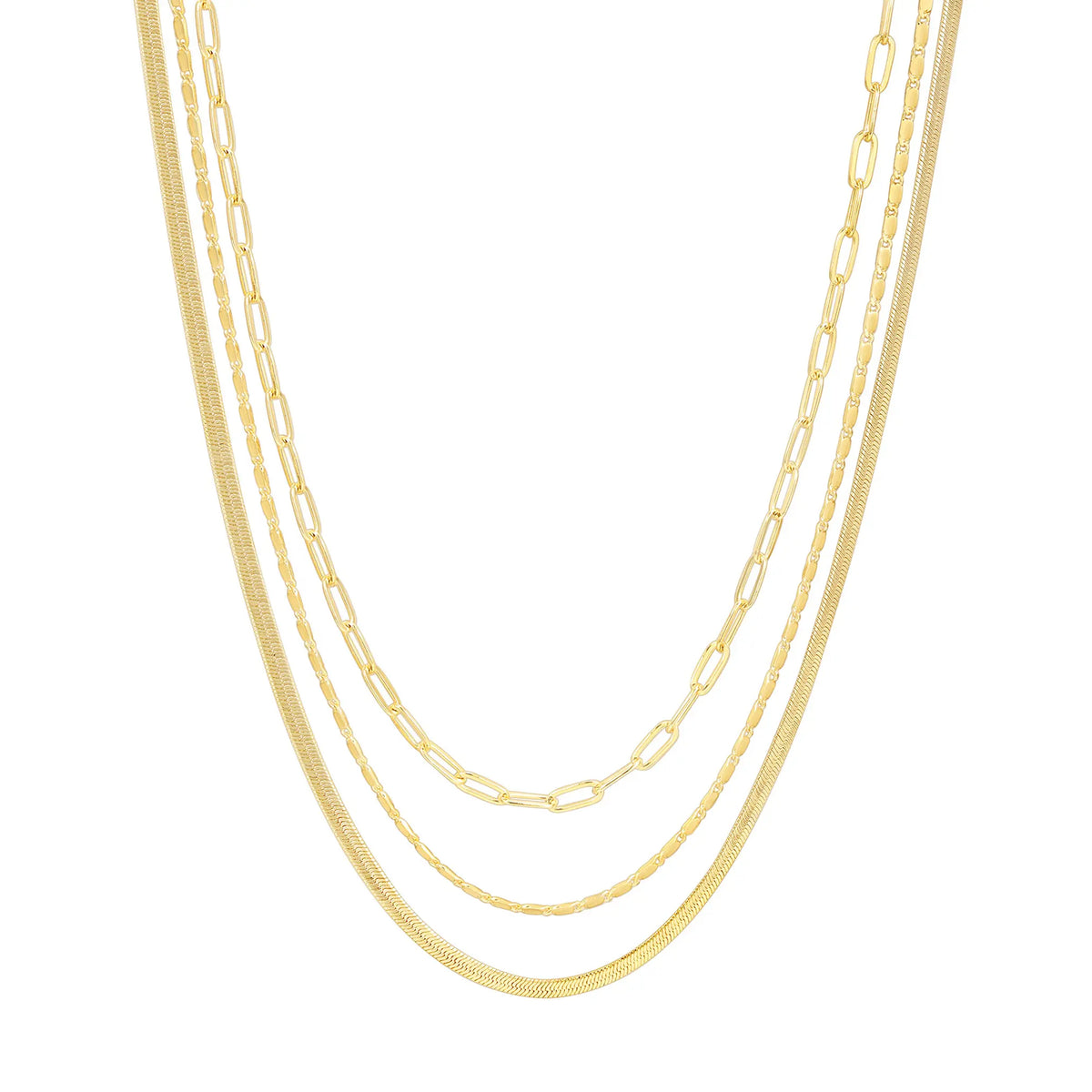 PAVOI 14K Gold Plated Layered Triple Chain Necklaces for Women - Fine Charm Jewelry - 0.55Mm 0.65Mm 0.7Mm Thick Trendy Necklace