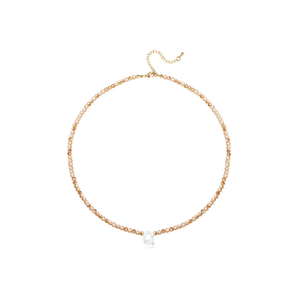 Pendant Necklaces for Women Initial Choker Necklace Beaded Shell Letter Bracelet Trendy Tiny A-Z Simple Jewelry