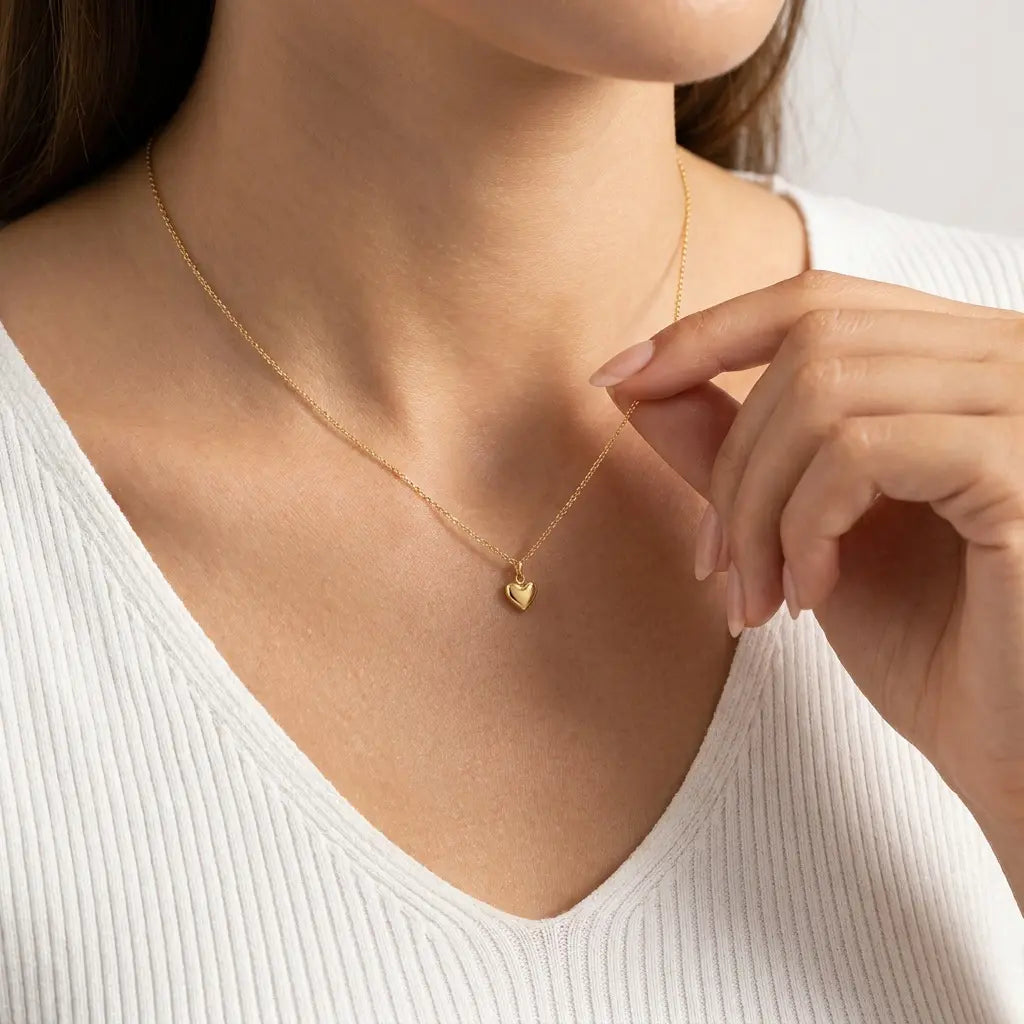 Women'S Dainty Alloy-Coated Heart Shape Necklace, Necklaces for Women with 16"+2" Extender, Tiny Minimalist Layered Chains, Valentine Gift for Her, Fashion Costume Jewelry for Anniversaries