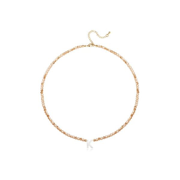 Pendant Necklaces for Women Initial Choker Necklace Beaded Shell Letter Bracelet Trendy Tiny A-Z Simple Jewelry