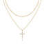 PAVOI 14K Gold Plated Layered Cross Pendant Necklace - Layering Necklaces for Women - Dainty Minimalist Design Pendant