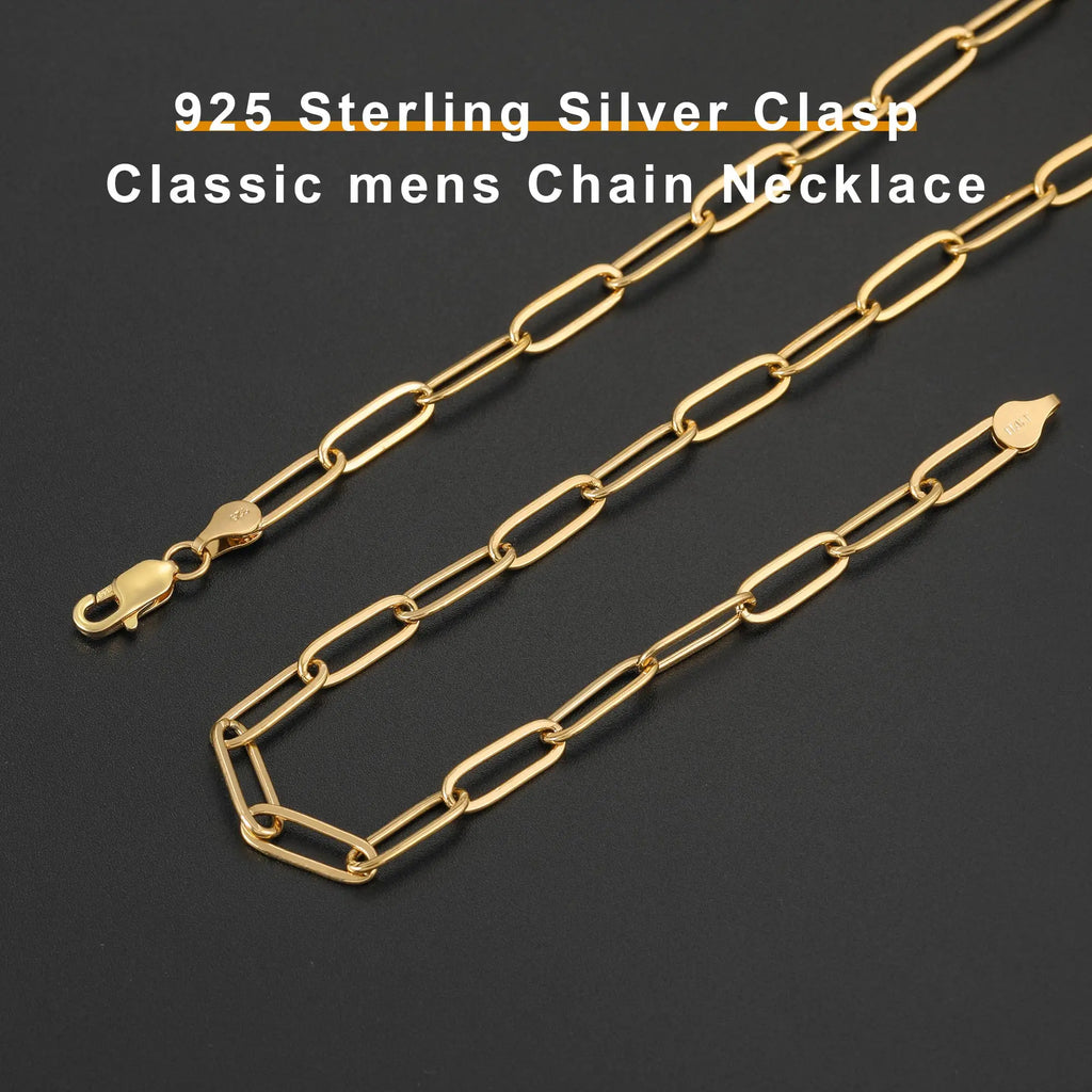 925 Sterling Silver Clasp 3/4/5Mm Paperclip Link Chain Necklace for Women Diamond Cut 16/18/20/22/24/26/30 Inch