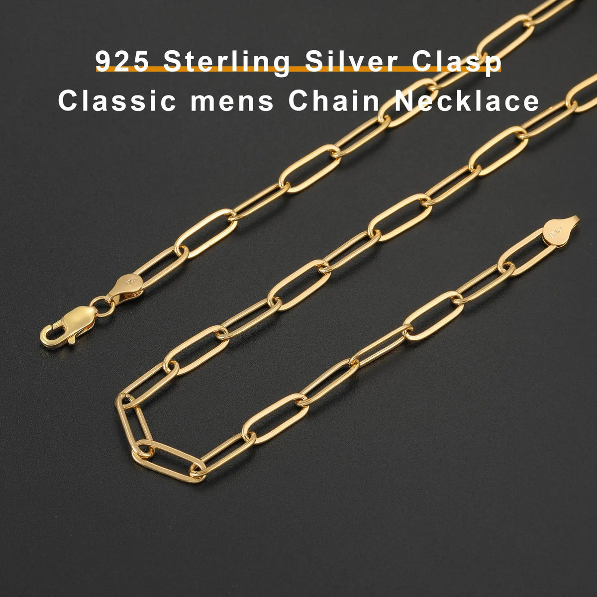 925 Sterling Silver Clasp 3/4/5Mm Paperclip Link Chain Necklace for Women Diamond Cut 16/18/20/22/24/26/30 Inch