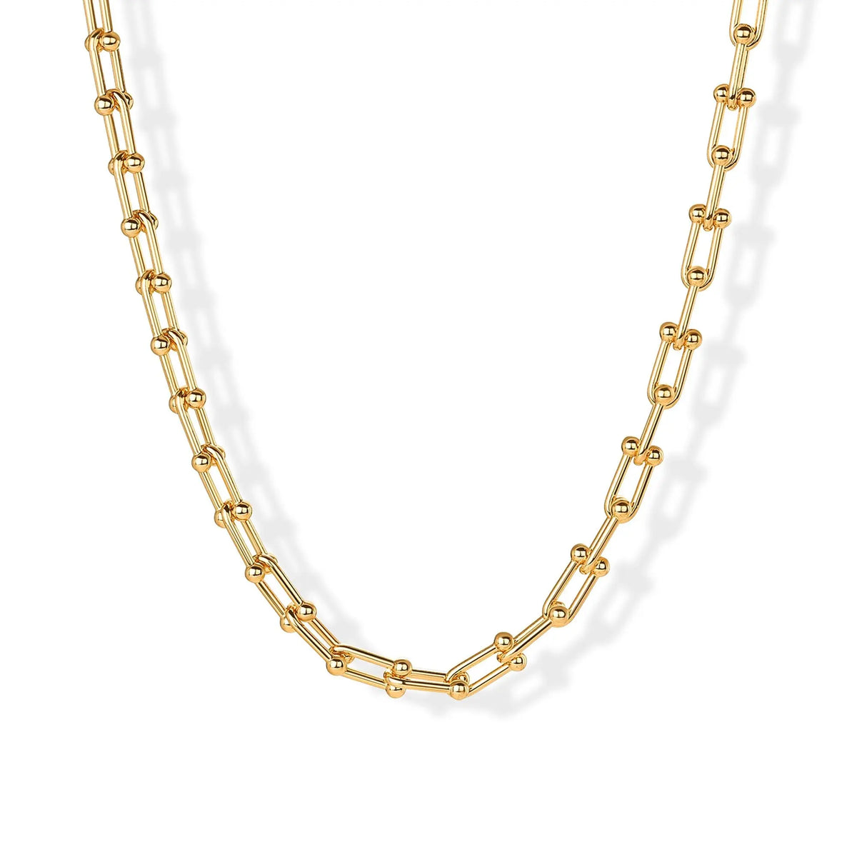 PAVOI 14K Gold Plated Chunky Chain Choker Necklaces for Women - Gold Statement Graduated Link Chain Necklace - Bold Oval Link Barbell Links Paperclip Chains