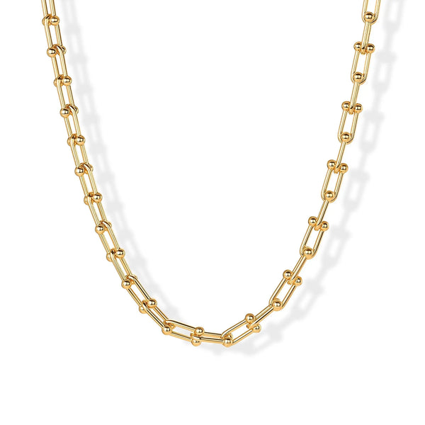 PAVOI 14K Gold Plated Chunky Chain Choker Necklaces for Women - Gold Statement Graduated Link Chain Necklace - Bold Oval Link Barbell Links Paperclip Chains