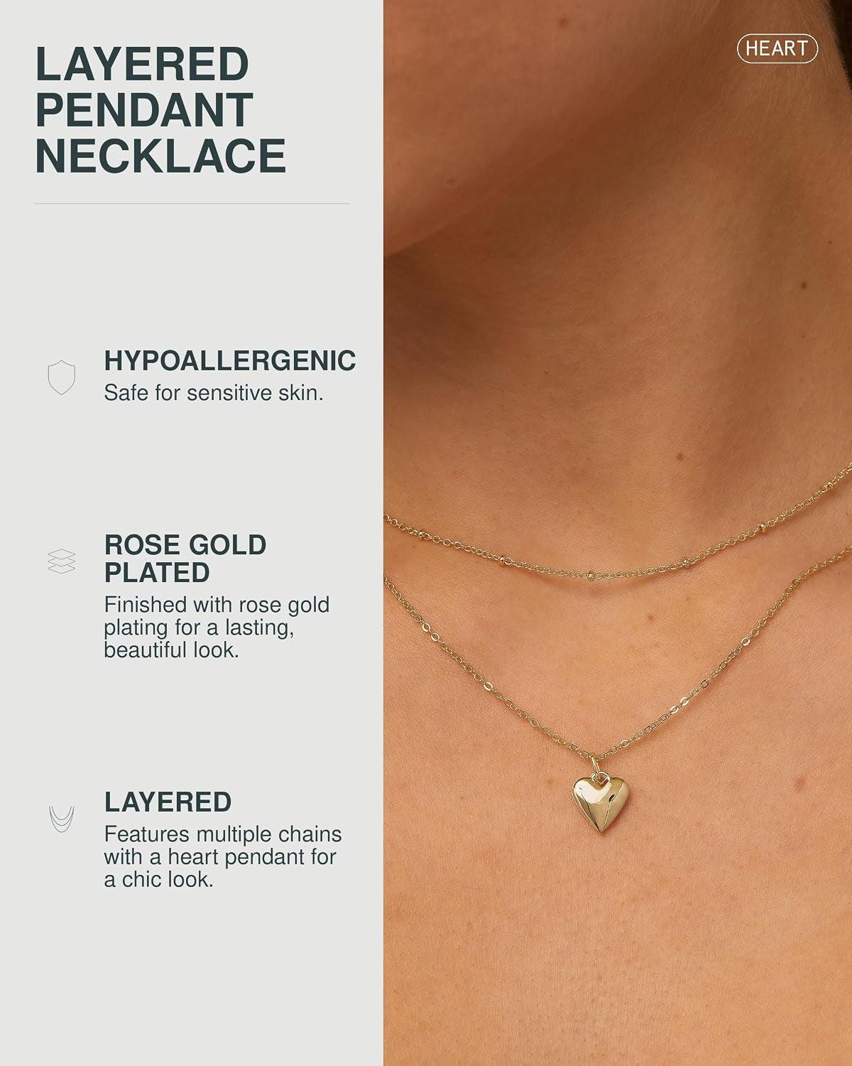 14K Gold Plated Layering Necklaces for Women, Cute Motif Pendants