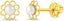 14K Yellow Gold Flower Cultured Pearl Kids Earrings